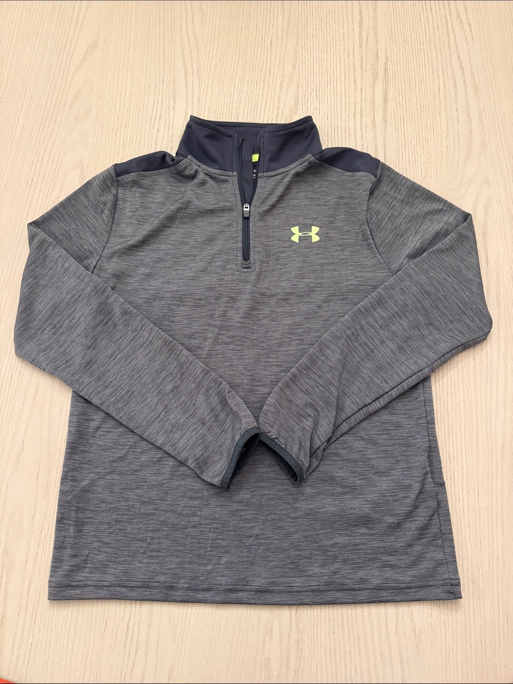 Under Armour Boys' Grey Quarter-Zip Performance Top with Neon Logo